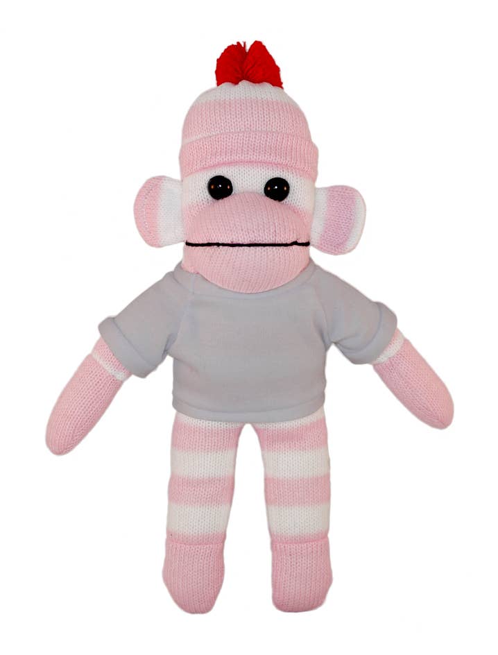 Plushland – Großhandel Kuschel-/Plüschtier – Kind & Baby – Pink Sock Monkey Sitzsack Tier 25,4 cm18