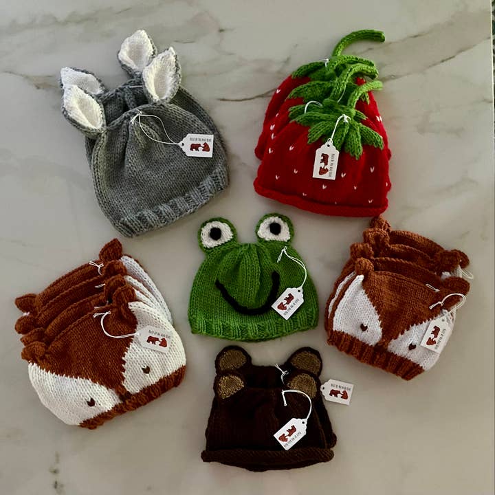 Knit By Ma and Bear - Wholesale Newborn/Knit Hat - Baby - Frog hat; hand knit baby infant hats beanie newborn toddler
