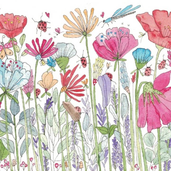 Biglietto di auguri Bee a Wildflower per la vendita all'ingrosso da parte di Elle Bee Art Studio