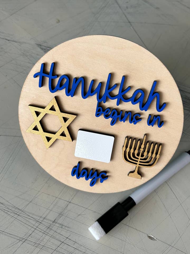 Cartel de Cuenta Regresiva para Janucá con Rotulador de Borrado en Seco para venta al por mayor de Novotny Designs