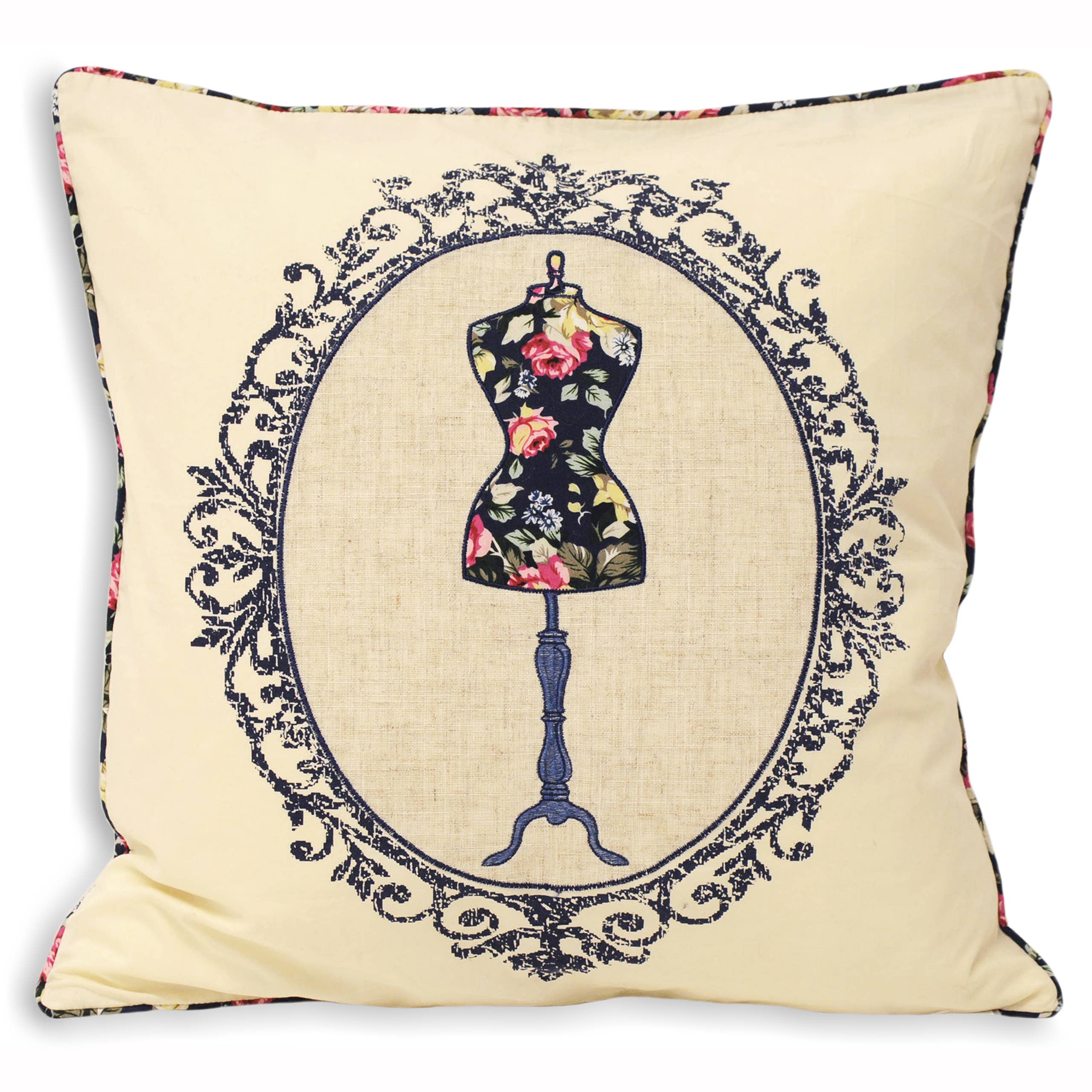 Victoria Mannequin Piped Cushion Navy for wholesale on Faire0