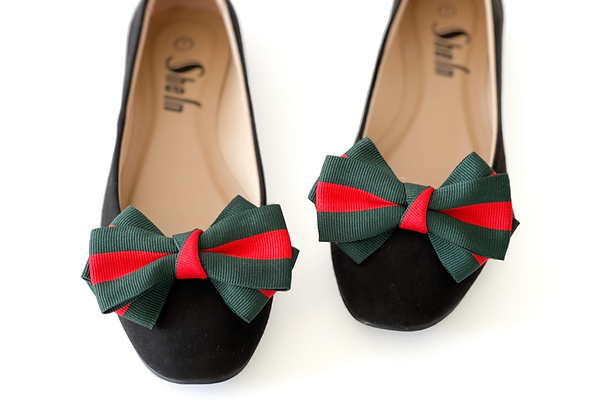 Melissa Velia – wholesale Shoe accessories – Red and Green Bow Shoe Clips0