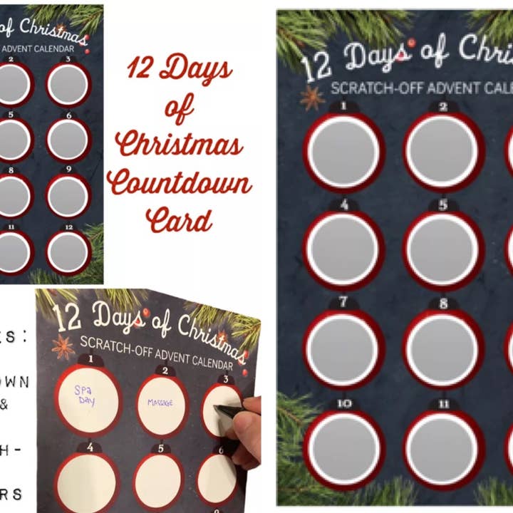 Broken Record Boutique - Wholesale Advent Calendar - 12 Days of Christmas Scratch Off DIY Advent Calendar1