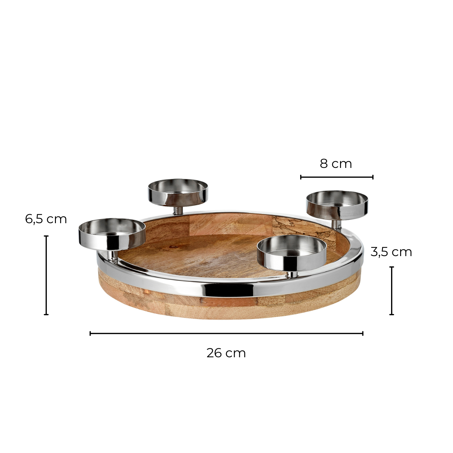 EDZARD - Wholesale Candle Holder - Advent wreath Jale (Ø 26 cm), mango wood and stainless steel4