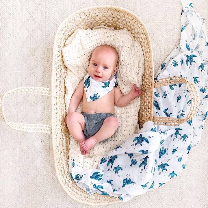 Bebe au Lait - Wholesale Bandana Bib - Sea Turtle Oh-So-Soft Muslin Bandana Bib