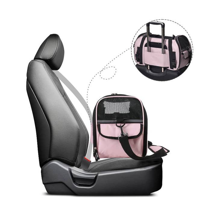 Jespet - Wholesale Pet Carrier - Cat/Dog - GOOPAWS Soft Sided Small Dog Carriers Comfort for Travel, Pink, 17"