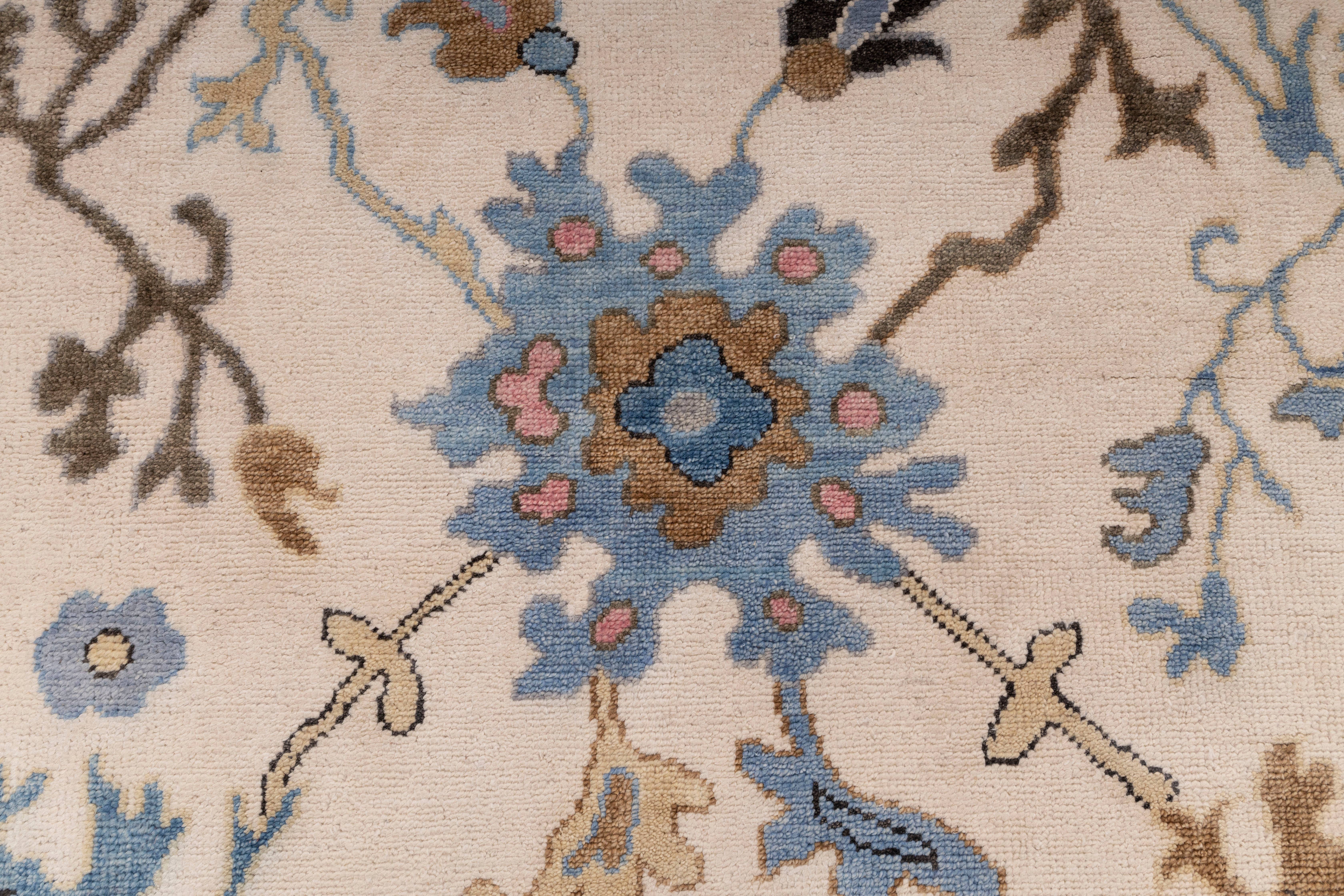 Aesthetic Homes LLC - Wholesale Area Rug - 9x12 Ivory Blue Oushak Wool Rug - Hand Knotted 84083