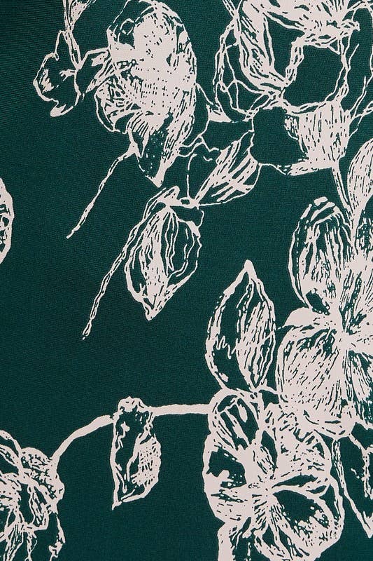 Floral Vert Forêt ROBE À IMPRIMÉ FLORAL AVEC MANCHES LONGUES À VOLANTS en vente sur Faire5