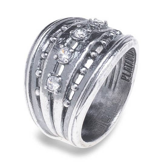 925 Silver Ring with White Zirconia for wholesale by PLATADEPALO