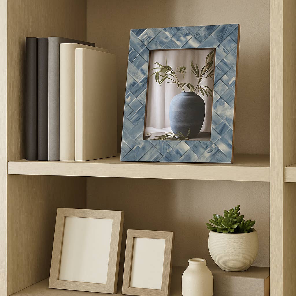 Sagebrook Home - Wholesale Picture Frame - Photo Frame - Blue/Ivory Resin Woven, 5x7 in.2