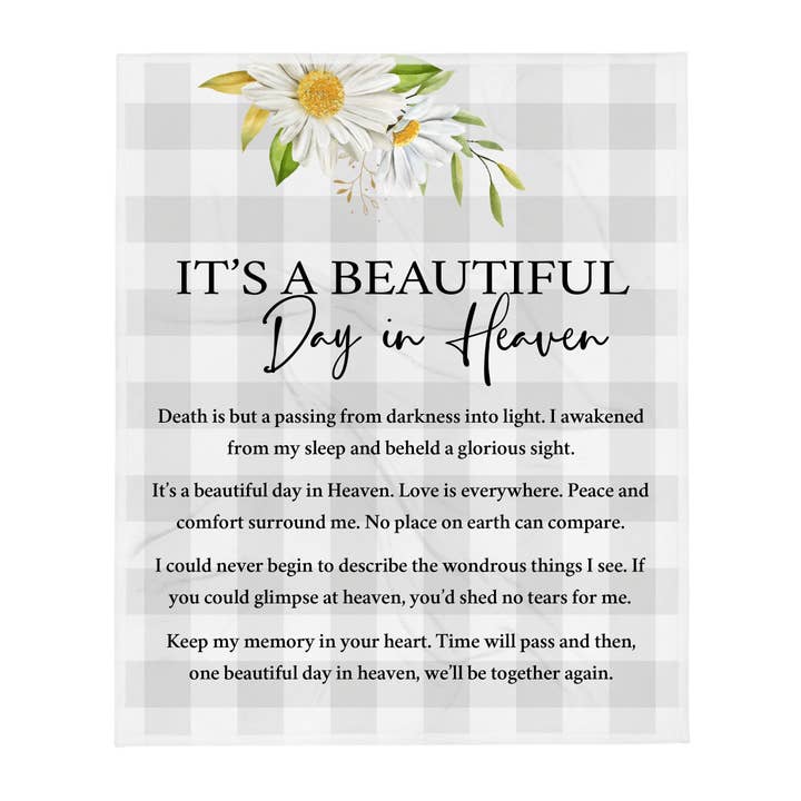 Daisy Condolence Memorial Blanket: It's A Beautiful Day for wholesale by LifeSong Milestones