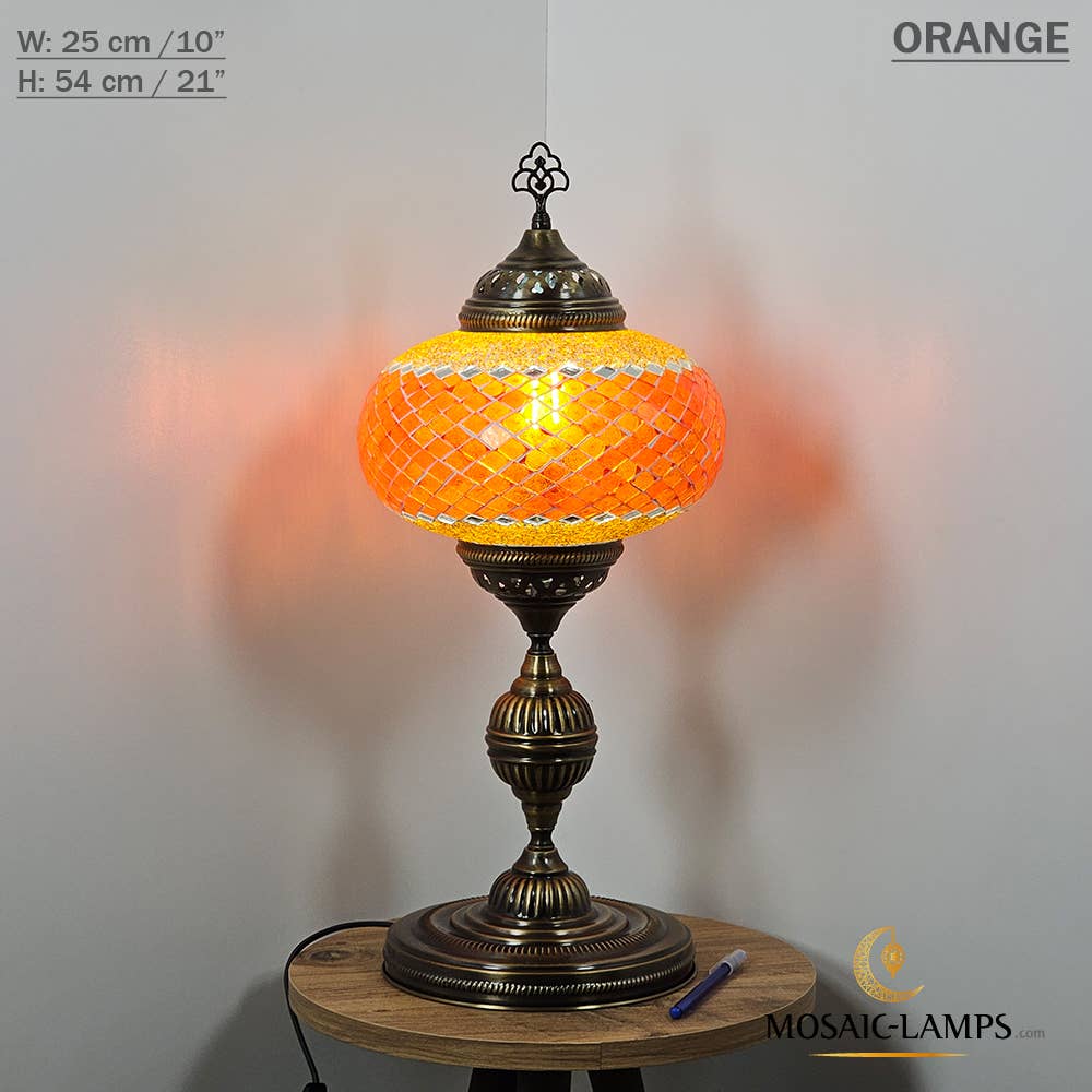 Mosaic Lamps - Wholesale Accent/Desk Lamp - 10+ Colors - Turkish Mosaic X Large Globe Table Lamp, Marrak55