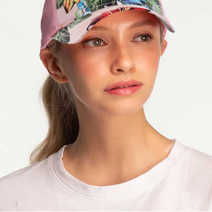Hana - Wholesale Baseball Cap - Women's - C.C Floral Print Trucker Baseball Cap12