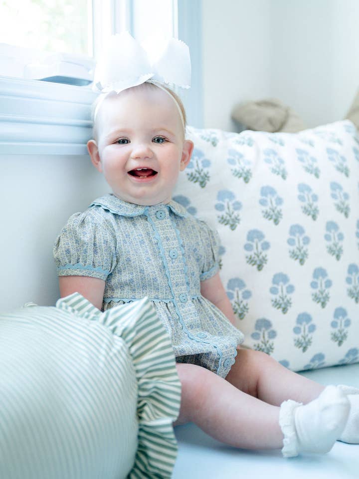 Blue Floral Front Button Bubble for wholesale by Ruth and Ralph