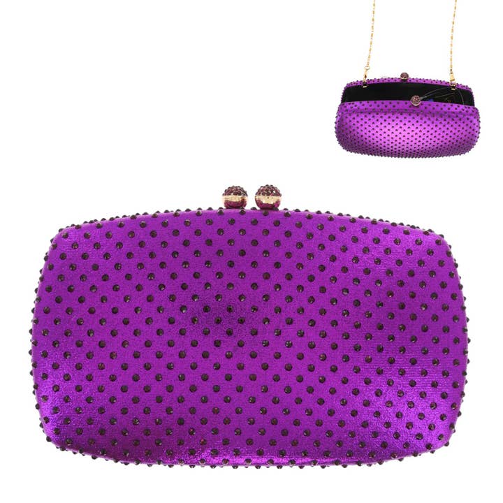 SP Sophia Collection - Wholesale Clutch Bag - Women's - Scattered Rhinestone Bedazzled Evening Clutch w/ Strap
