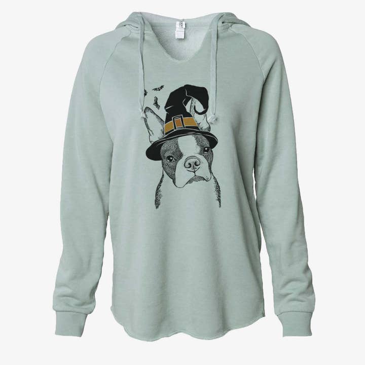 Witch Samuel the Boston Terrier - Cali Wave Hooded Sweatshirt for wholesale by Inkopious