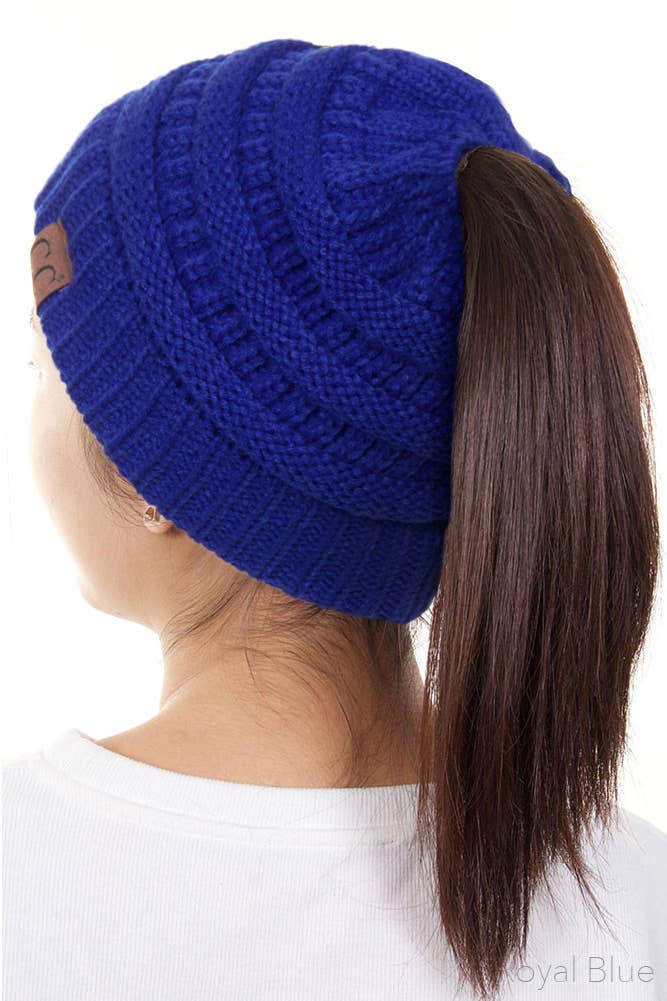 Hana - Wholesale Beanie - Women's - C.C Solid Color Ponytail Messy Bun Beanie25