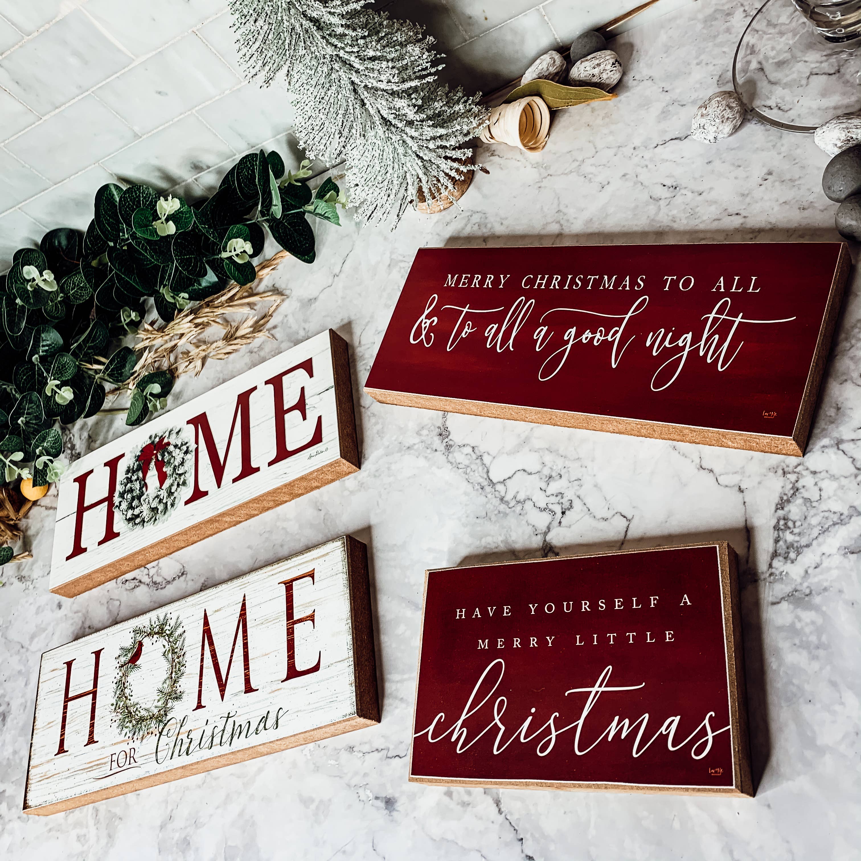 Gia Roma – wholesale Skylt – Rolig julskylt, Holiday Humor Träblock Skyltar Röd63