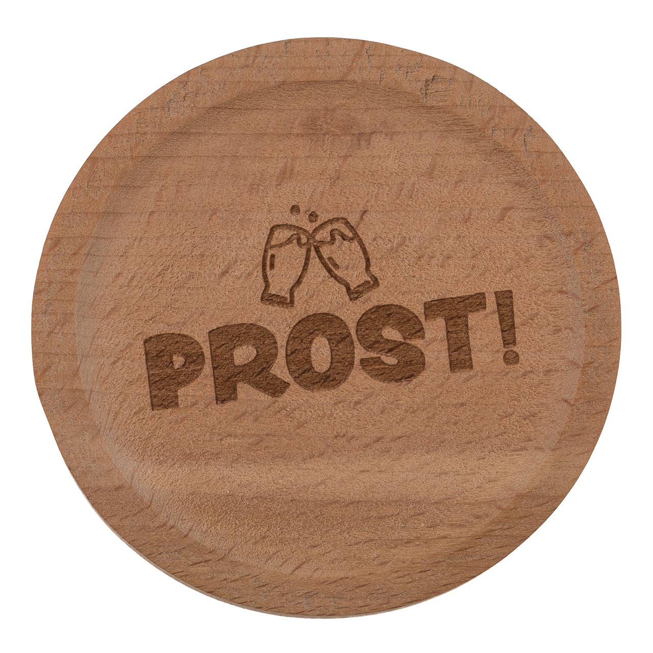 Wurm - Vente Sous-verre - Dessous de verre avec inscription et décapsuleur en bois, 4 fois, naturel (L/H/P) 8x1x8cm 24 pièces en présentoir5