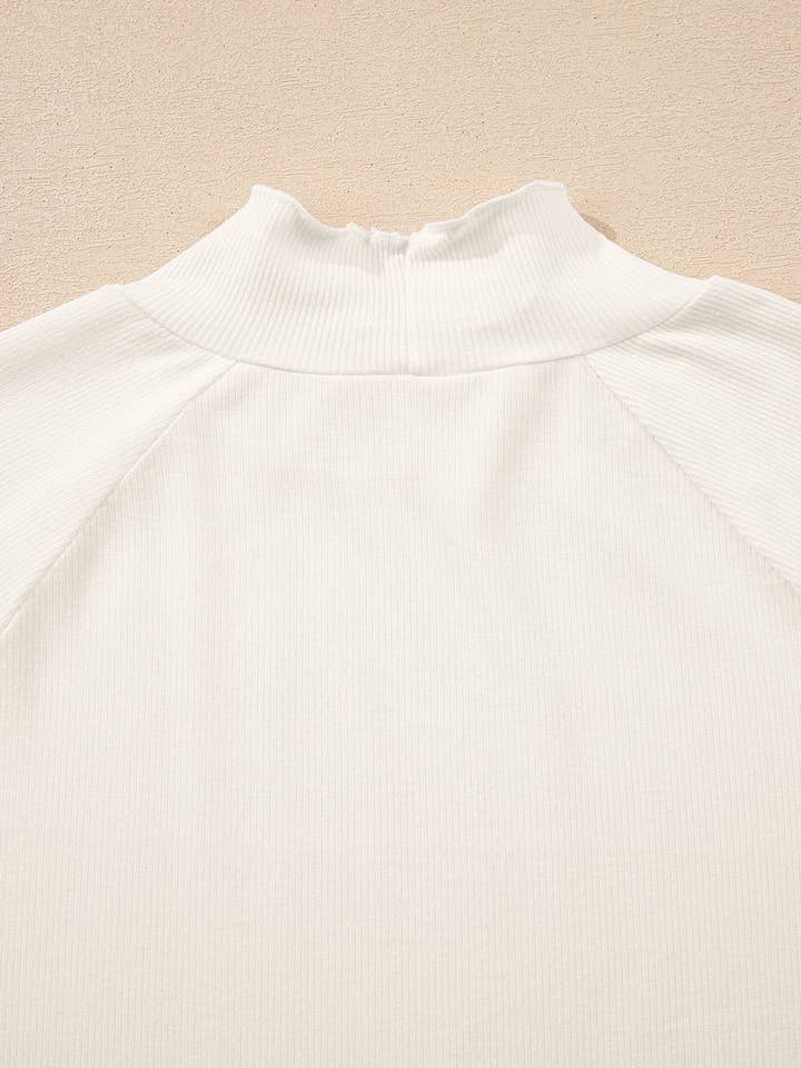 Lovesoft – wholesale Knit top – Women's – Black Ribbed Knit Lettuce Trim High Neck Long Sleeve Top21