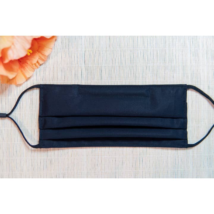 100% Cotton Pleated Fabric Face Masks | Adjustable Elastic Ear Loop | Nose Wire | Filter Pocket | Surgical Mask Style | Black | Made in Hi for wholesale by shopbalihi