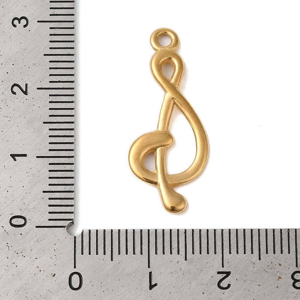 Love, Paige Designs - Wholesale Individual Charm/Pendant - Gold Stainless Steel Music Note Charm2