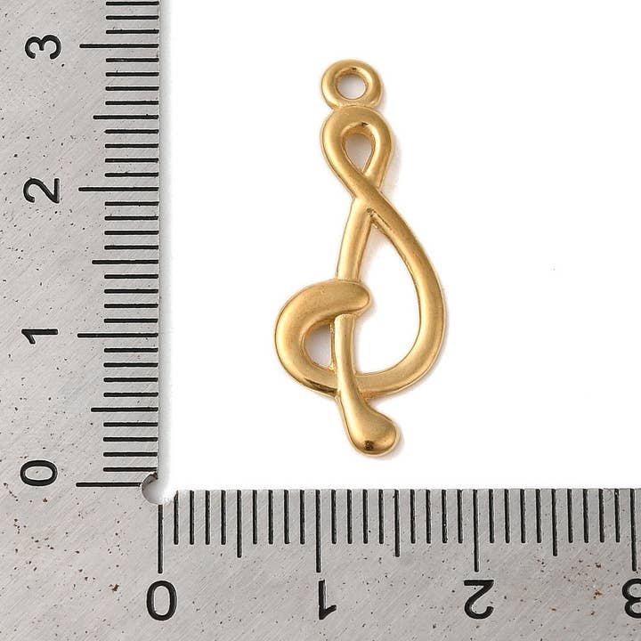 Love, Paige Designs - Wholesale Individual Charm/Pendant - Gold Stainless Steel Music Note Charm2