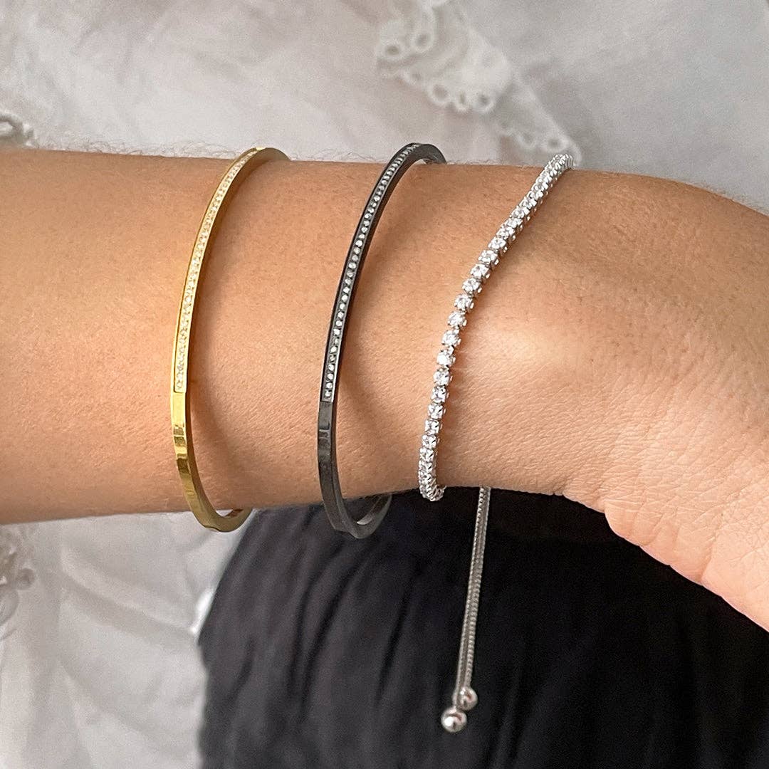 Adornia - Wholesale Tennis Bracelet - Adjustable Bolo Tennis Bracelet with Pull Ties silver1