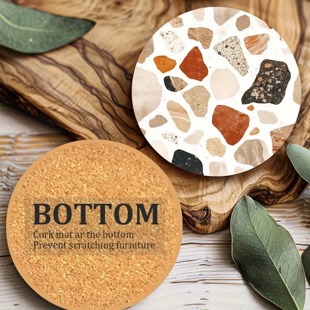 Huis Van Merken – Engroshandel Bordskånere – 6-pak moderne trykte stentekstur bordskånere med korkbund2