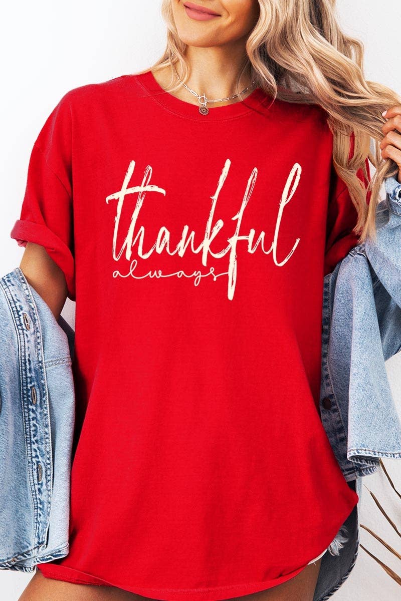 COLORBEAR - Wholesale T-Shirt (Graphic) - Women's - Thankful Graphic Garment Dyed Tee3