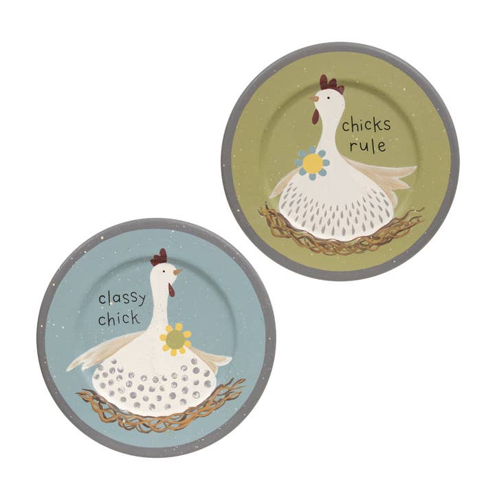 The Hearthside Collection - Vendita all'ingrosso Ciotole/Piatti decorativi - Piatto Classy Chick, 2 pezzi assortiti