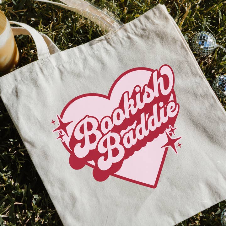Bookish Baddie | Tote Bags | Reader Gift for Valentine's Day for wholesale by Literari Goods, Co | Book Themed Candles + Gifts