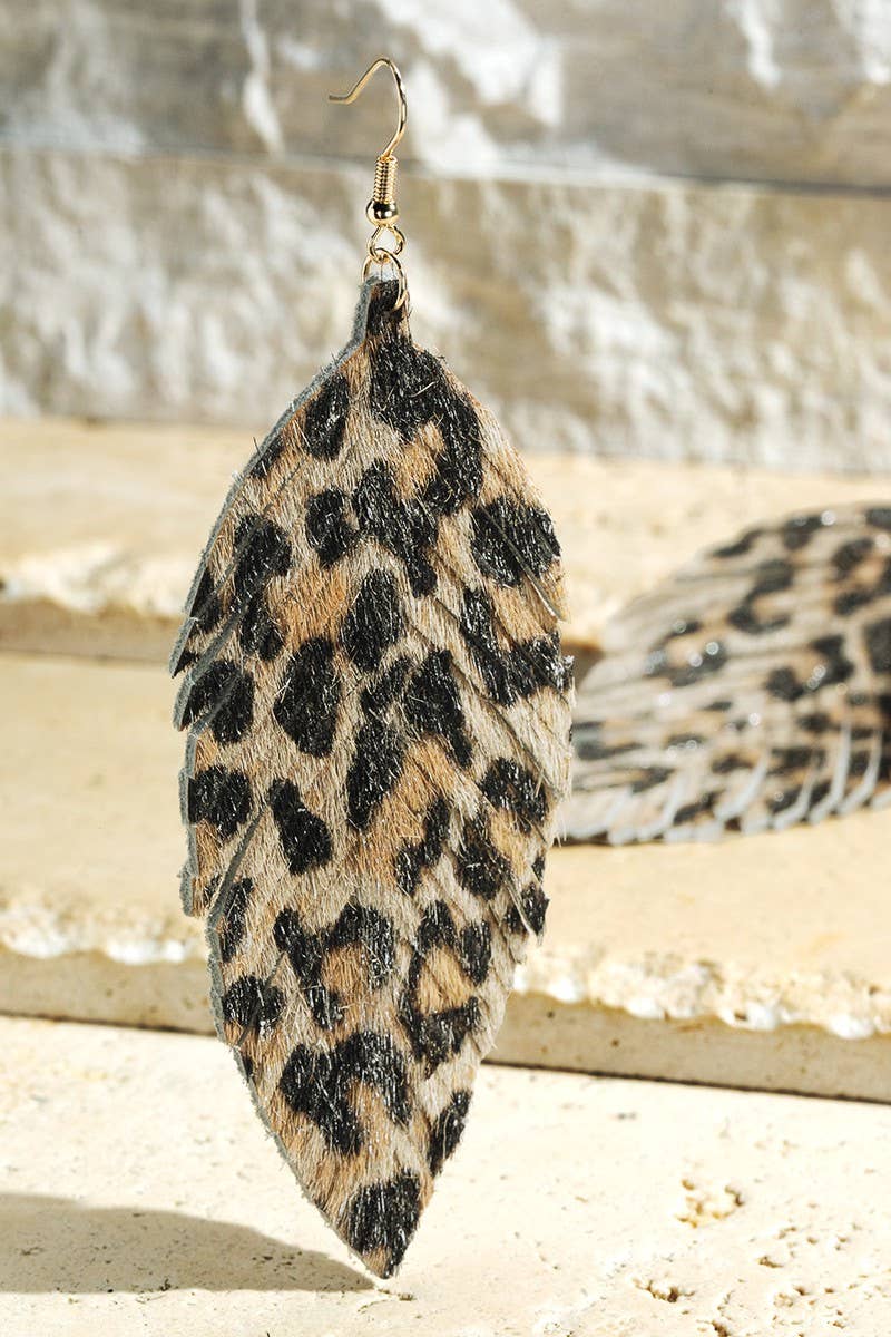 Urbanista - Wholesale Dangle Earrings - Animal Print Genuine Leather Earrings1