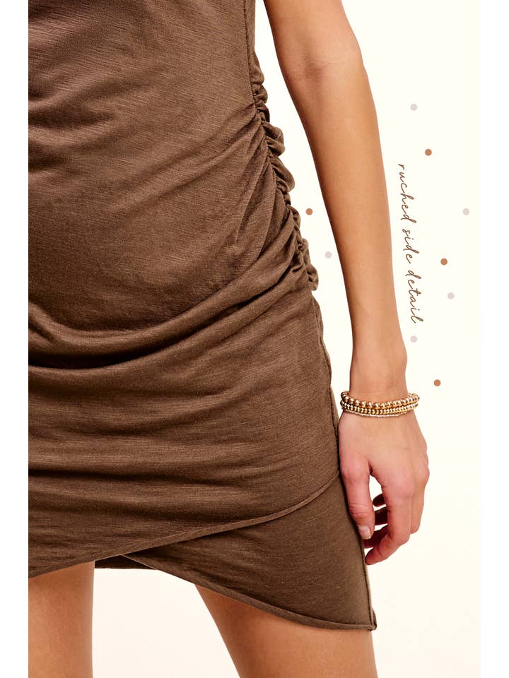 La Miel - Vendita all'ingrosso Vestito - Donna - MLD5010-Mini Abito Leggero A Maniche Corte Con Dettagli Increspati5