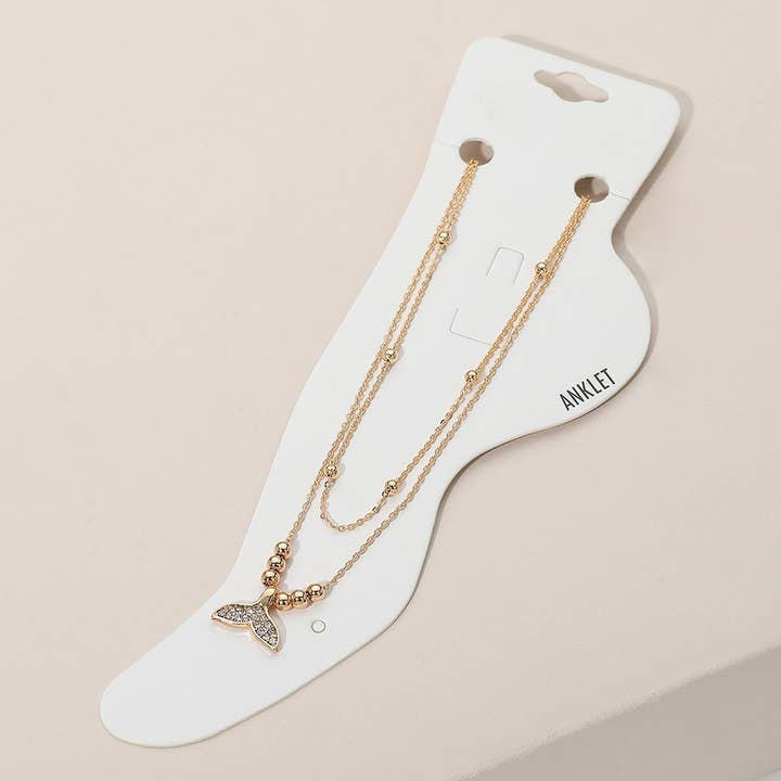 2 STK - Stenbelagt Hvalhale Metal Kuglekæde Ankelkæder for engroshandel hos Sensibling Corp.