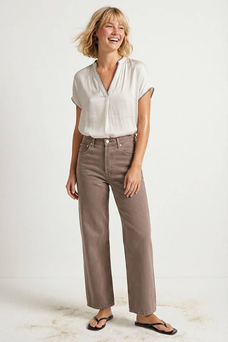 Naked Zebra - Vente Chemisier – femme - Blouse régulière à épaules tombantes avec surpiqûres.27