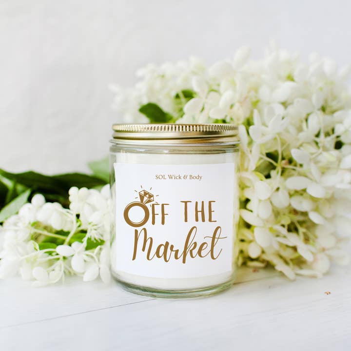 OFF the Market 8oz Clear Jar Soy Candle for wholesale by Indiva Fragrance Studio