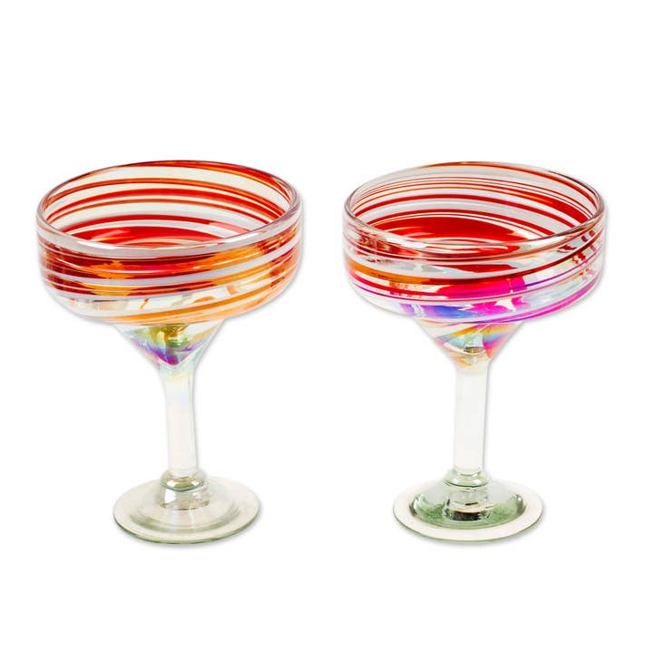 NOVICA - Wholesale Cocktail/Liquor Glass - Novica Handmade Handblown Margarita Glasses (Pair)
