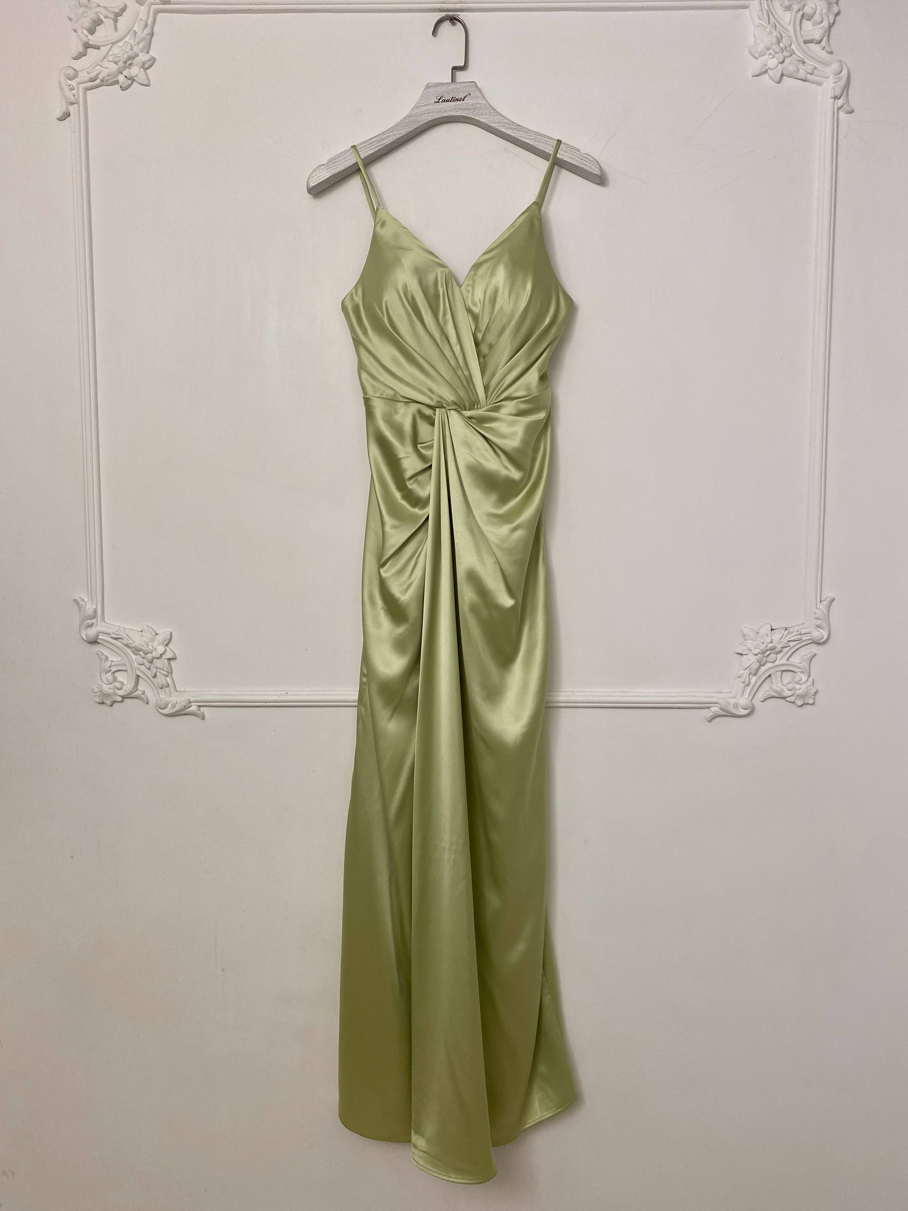 Lautinel – Engroshandel Aftenkjole - Dame – Lang satin bodycon aftenkjole R18754