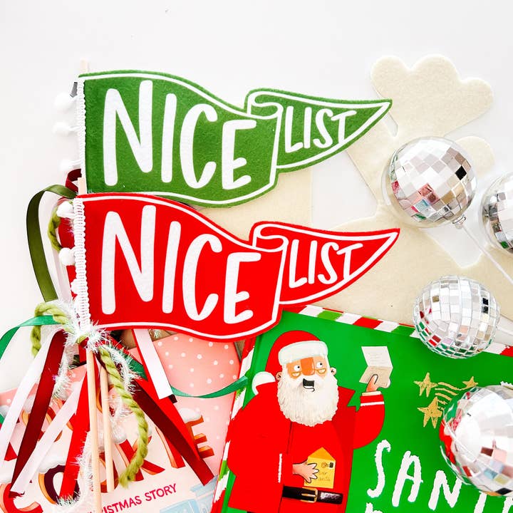 Goldie Letter Company – wholesale Christmas decoration – Nice List Pennant Flag
