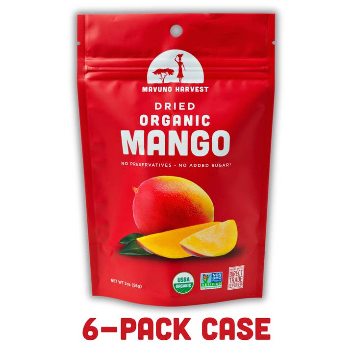 Mavuno Harvest Organics - Wholesale Dried/Dehydrated Fruit - Organic Dried Mango, 6-pack case