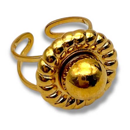 Funk Da Queen - Vente Bague de cocktail/de cérémonie - Bague Helios – Bague audacieuse en ton doré avec un design affirmé0