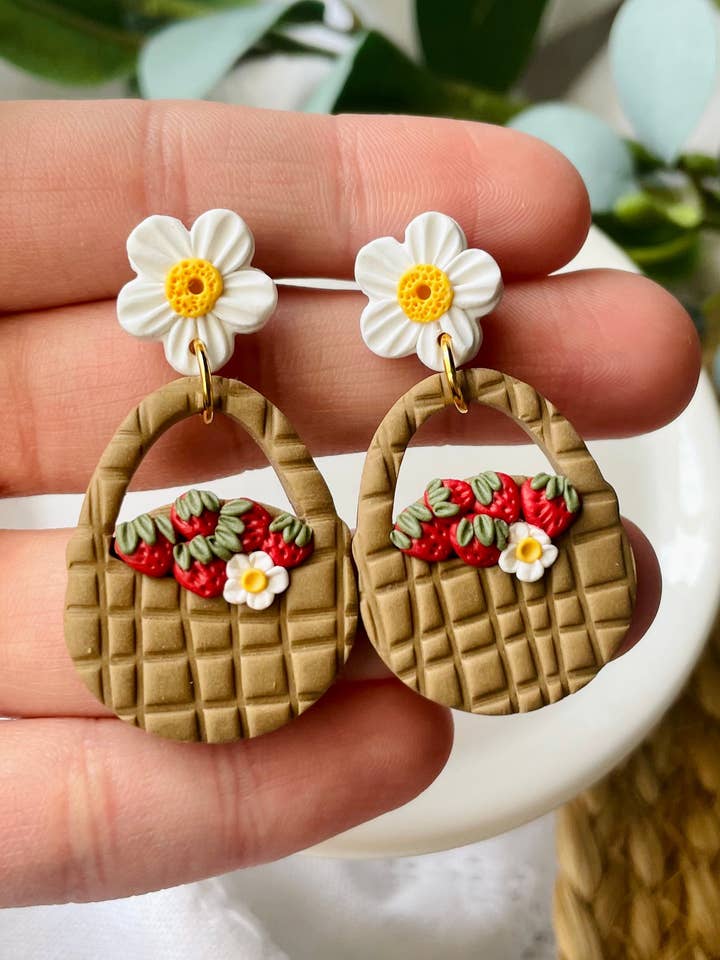 Strawberry Basket Earrings for wholesale by Joyful Leigh Designed
