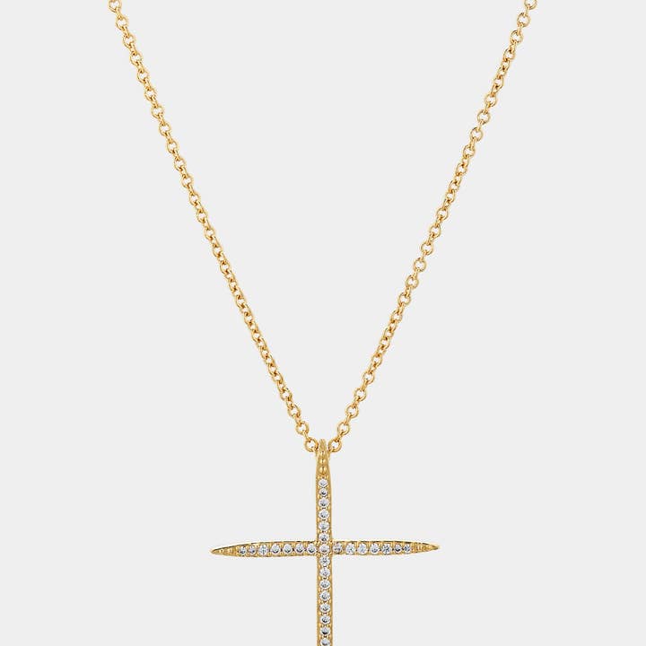 NADRI - Wholesale Pendant/Charm Necklace - IN THE AIR PAVE CZ CROSS PENDANT NECKLACE