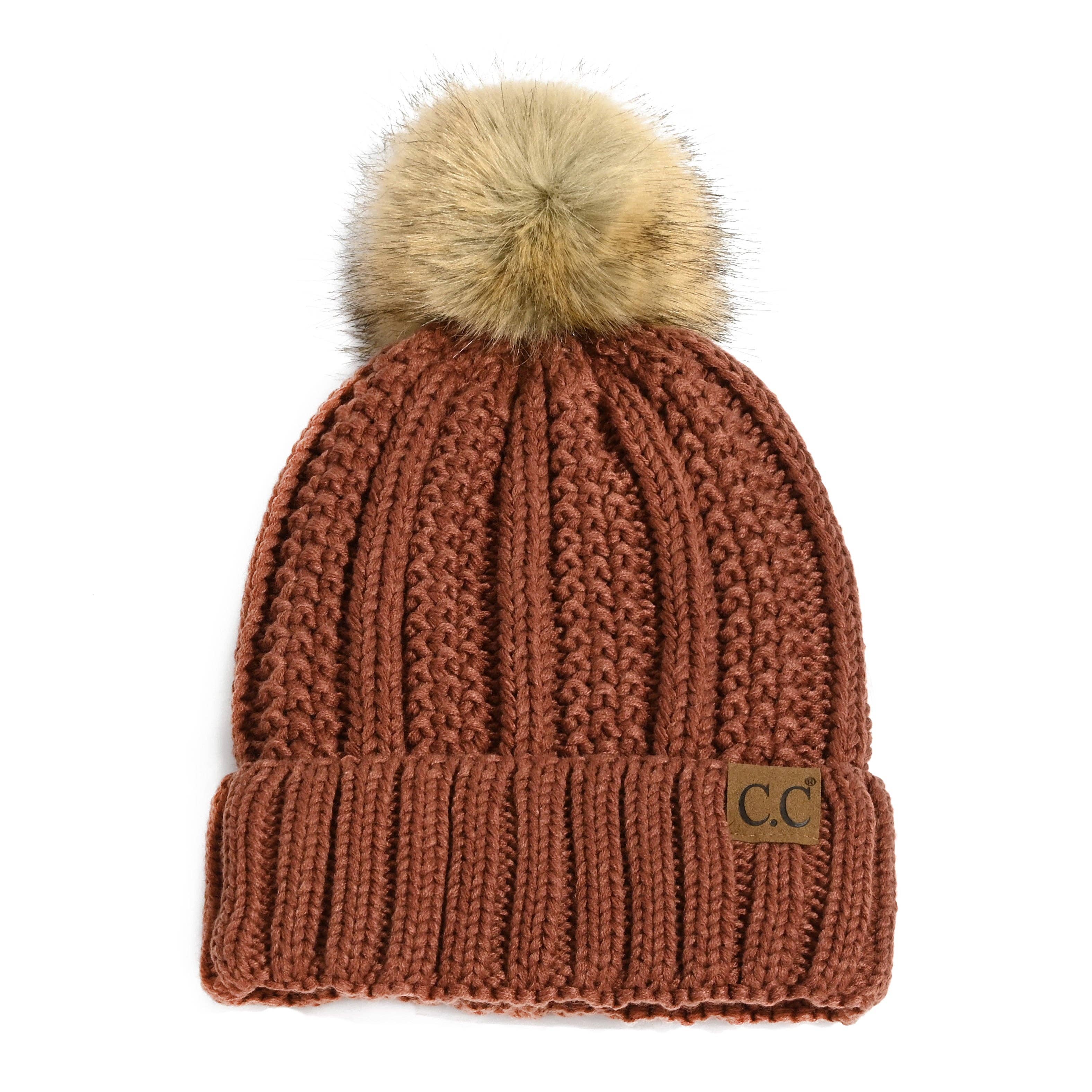 Truly Contagious – Großhandel Beanie – Damen – CC Mütze mit auffälligem Kunstpelz-Bommel (YJ-820)37