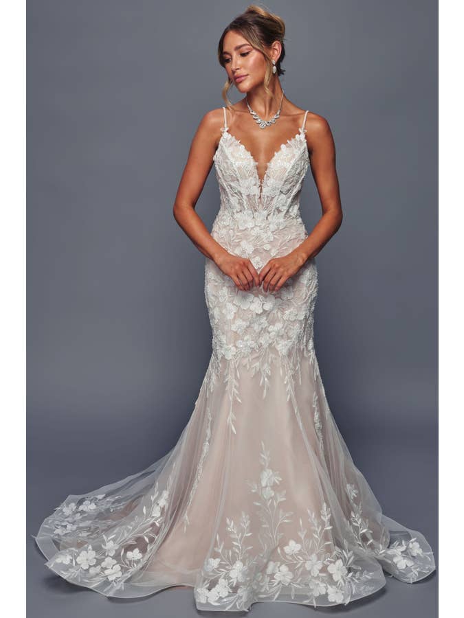 Babyfox Apparel - Wholesale Gown – Women's - Sleeveless Skinny Straps Trumpet Wedding Gown