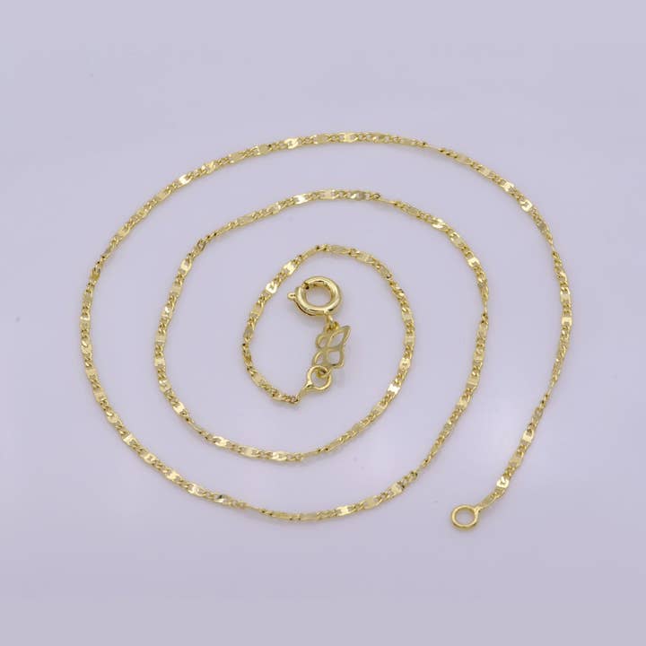 Aim Eternal – Engroshandel Led/kæde halskæde – Flad Mariner Kæde Halskæde / 14K Guld Fyldt Flad Mariner Kæde / Ankerkæde / Designer Led / Unisex Mænd Kvinder | WA-392 Udsalgspris