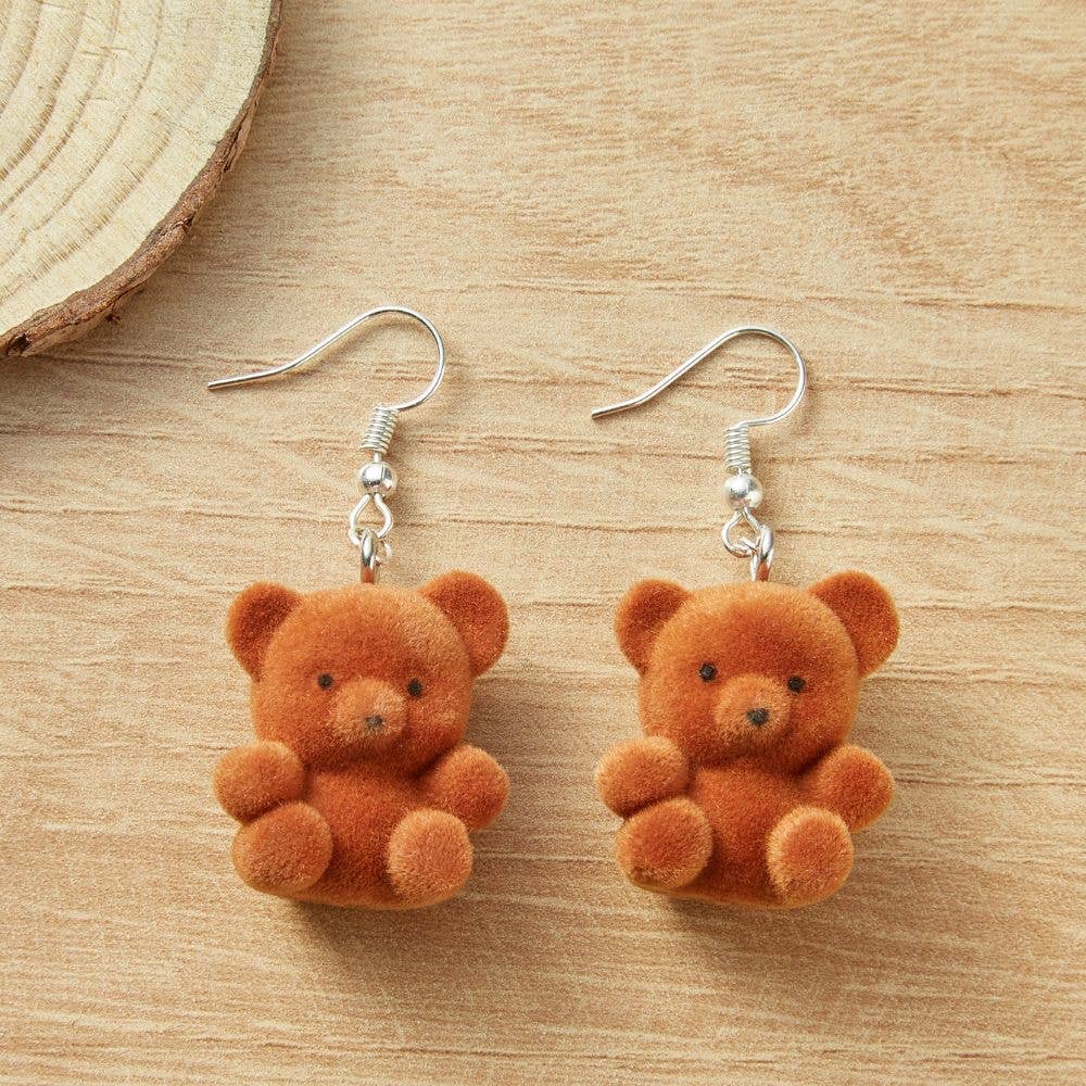 Ashlen - Wholesale Dangle earrings - FUZZY TEDDY BEAR EARRINGS (PAIR)