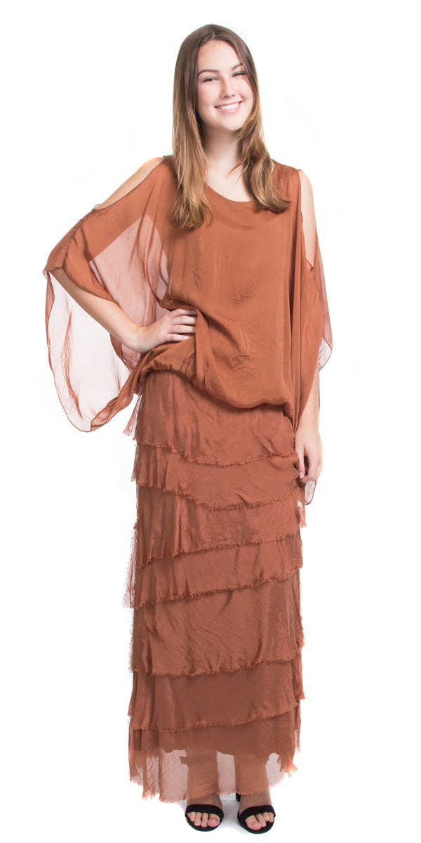 Gigi Moda - Vente Jupe – femme - Jupe volantée longue en soie62