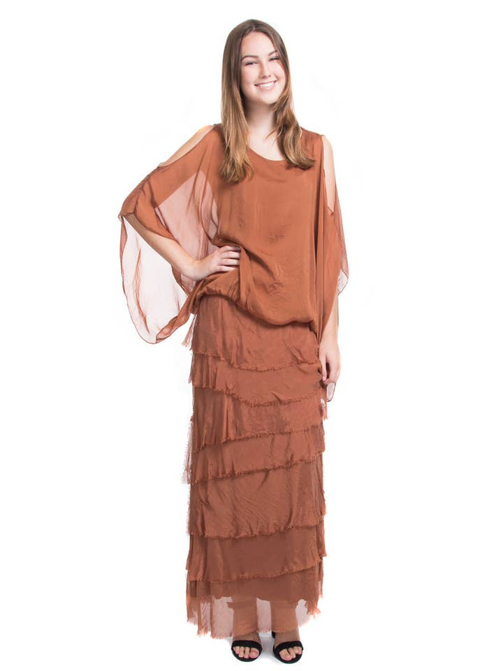 Gigi Moda - Vente Jupe – femme - Jupe volantée longue en soie62